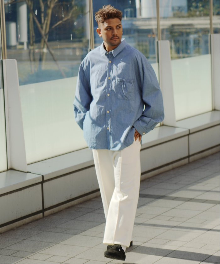 refomed / リフォメッド】WRIST PATCH WIDE SHIRT CHAMBRAY(505142155