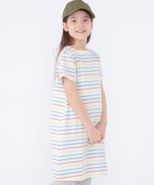 SHIPS KIDS(シップスキッズ)/SHIPS KIDS:140～150cm / オーガニック コットン ボーダー Aライン ワンピース/img01