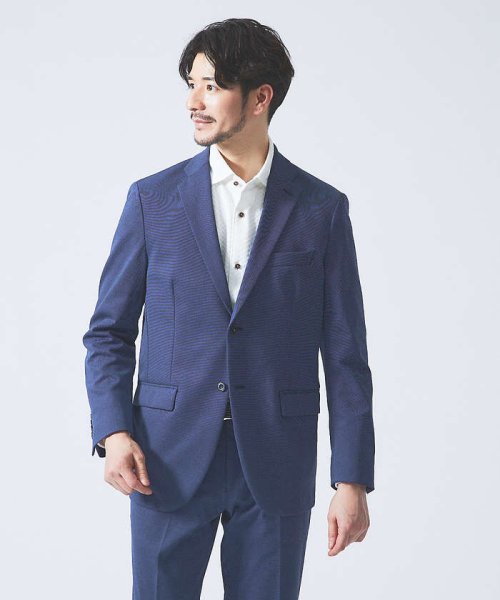 【セットアップ対応/FLEX JACKET】ポンチ シャンブレー ジャケット モデル：H178 B82 W76 H88 着用サイズ：48ネイビー