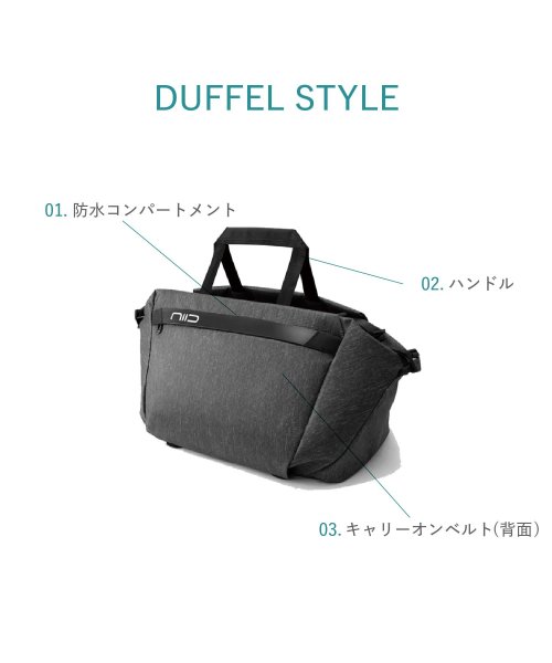 NIID(ニード)/ NIID ニード ボストンバッグ ダッフルバッグ ショルダーバッグ キャッシュ メンズ レディー 13L 36L 斜めがけ 大容量 撥水 CACHE ブラック/img11