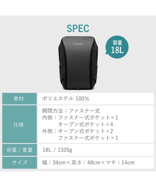 NIID ニード リュック バッグ バックパック デコード メンズ レディース 18L DECODE BACKPACK ブラック グレー 黒 NIID DECODE BACKPACK ニード