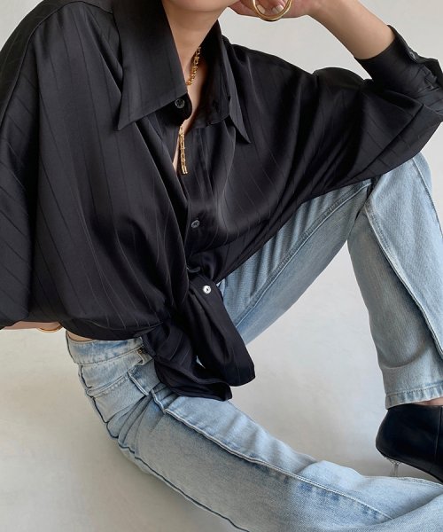SEU(エスイイユウ)/ゆるサテンシャツ サテン シャツ ゆったり オフィスカジュアル 韓国ファッション 秋冬/img10
