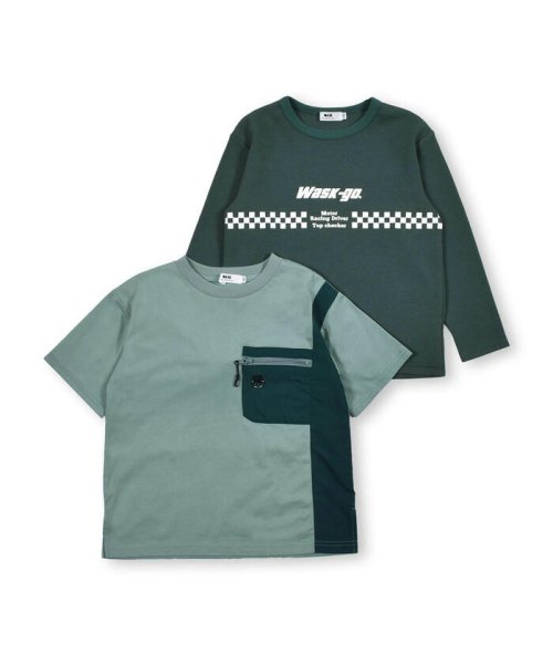 WASK(ワスク)/天竺 切り替え Tシャツ ＋ チェッカー Tシャツ セット (100~160cm/img08