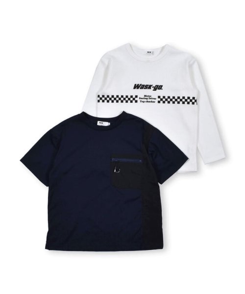 WASK(ワスク)/天竺 切り替え Tシャツ ＋ チェッカー Tシャツ セット (100~160cm/img21