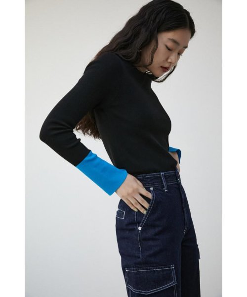 AZUL by moussy(アズールバイマウジー)/COLOR CUFF BLOCK KNIT TOPS/img02