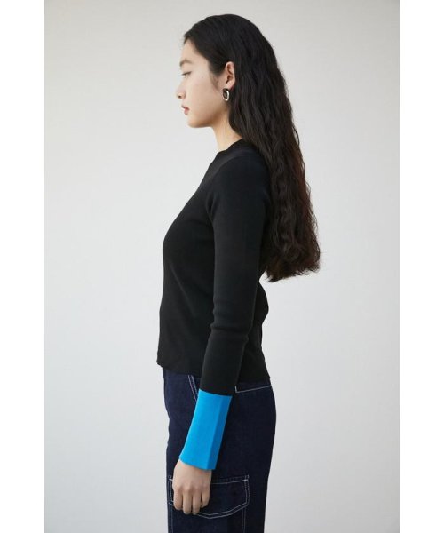 AZUL by moussy(アズールバイマウジー)/COLOR CUFF BLOCK KNIT TOPS/img05