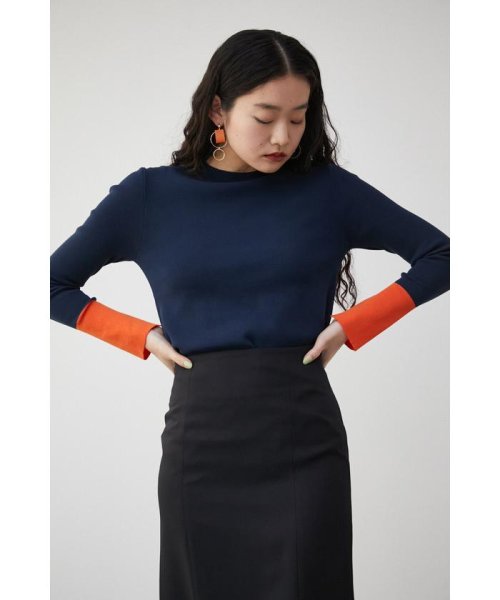 AZUL by moussy(アズールバイマウジー)/COLOR CUFF BLOCK KNIT TOPS/img11