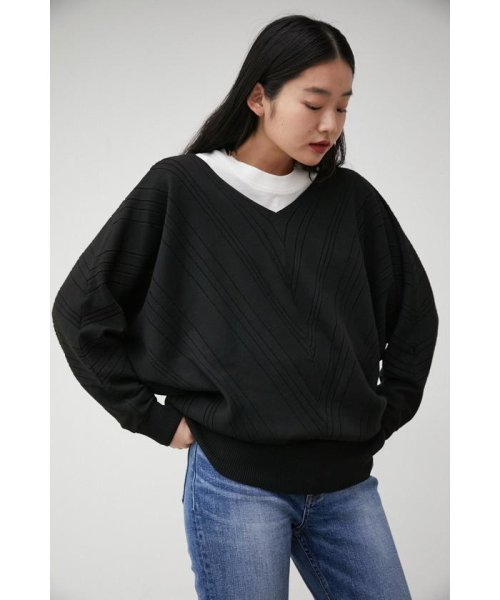 AZUL by moussy(アズールバイマウジー)/BIAS RIB LOOSE KNIT TOPS/img10