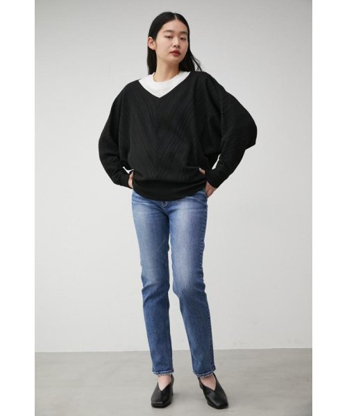 AZUL by moussy(アズールバイマウジー)/BIAS RIB LOOSE KNIT TOPS/img12