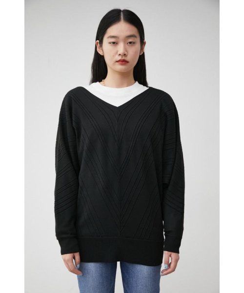 AZUL by moussy(アズールバイマウジー)/BIAS RIB LOOSE KNIT TOPS/img13