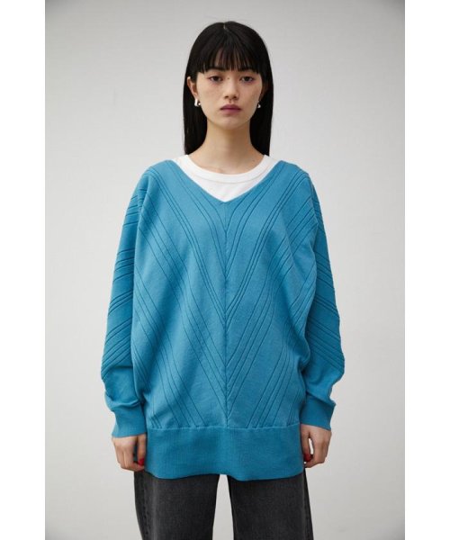 AZUL by moussy(アズールバイマウジー)/BIAS RIB LOOSE KNIT TOPS/img22