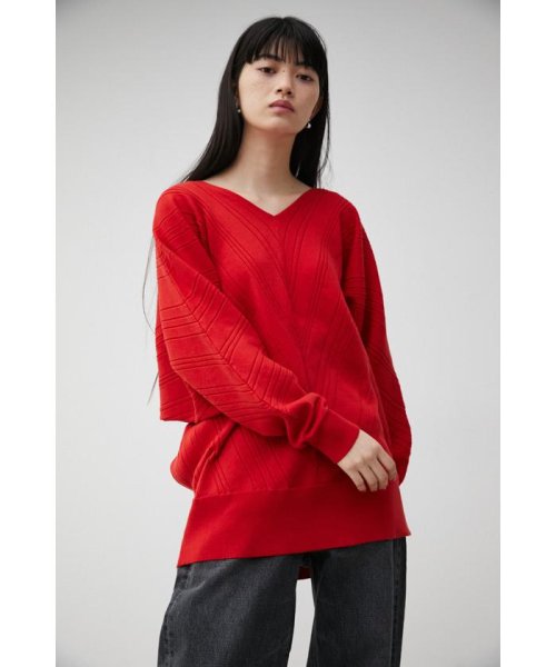 AZUL by moussy(アズールバイマウジー)/BIAS RIB LOOSE KNIT TOPS/img29