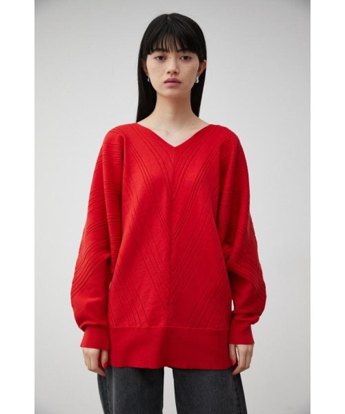 AZUL by moussy(アズールバイマウジー)/BIAS RIB LOOSE KNIT TOPS/img31