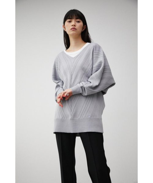 AZUL by moussy(アズールバイマウジー)/BIAS RIB LOOSE KNIT TOPS/img38