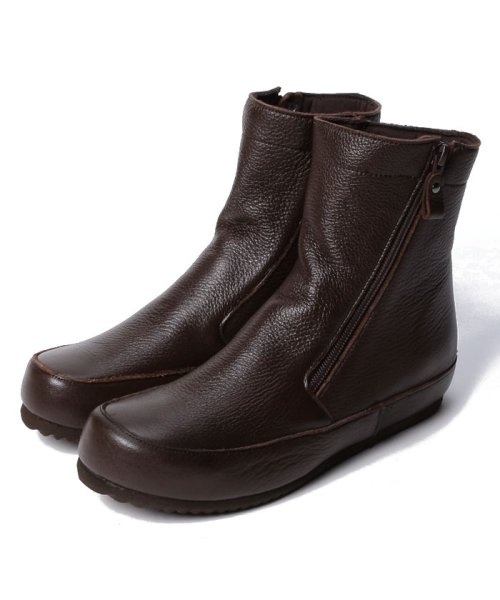 JSハートレーベル☆サイドジップ本革インヒールショートブーツaw 