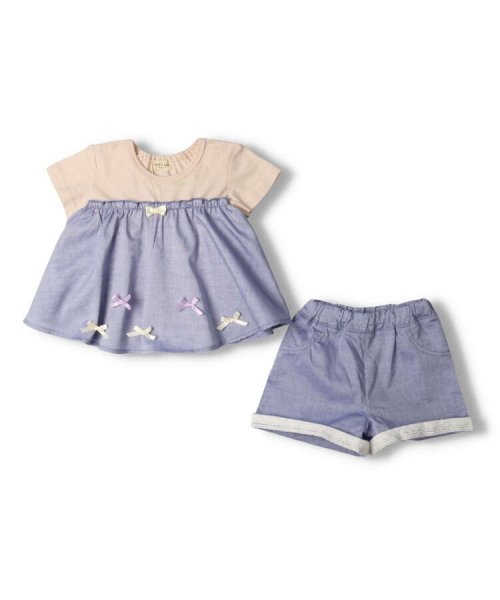 Kids Zoo(キッズズー)/【子供服】 kid´s zoo (キッズズー) チュニックTシャツ・ショートパンツセット 80cm，90cm W40704/img02