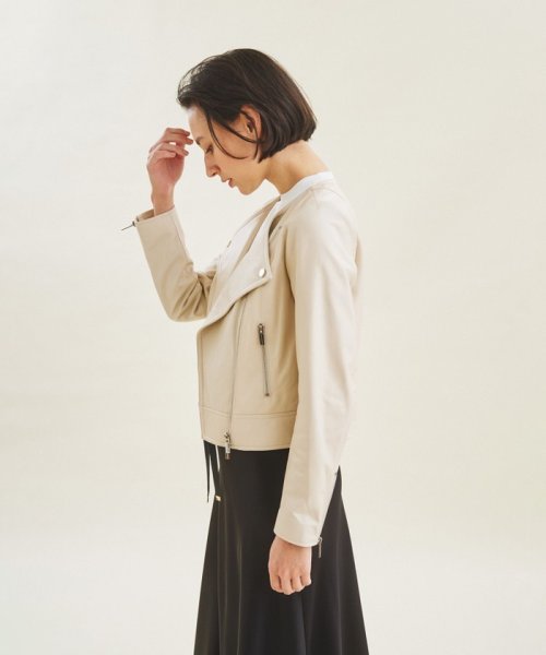 レザーノーカラーライダース 