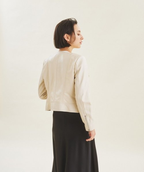 レザーノーカラーライダース 