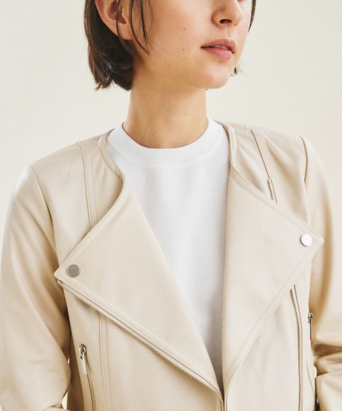 レザーノーカラーライダース 