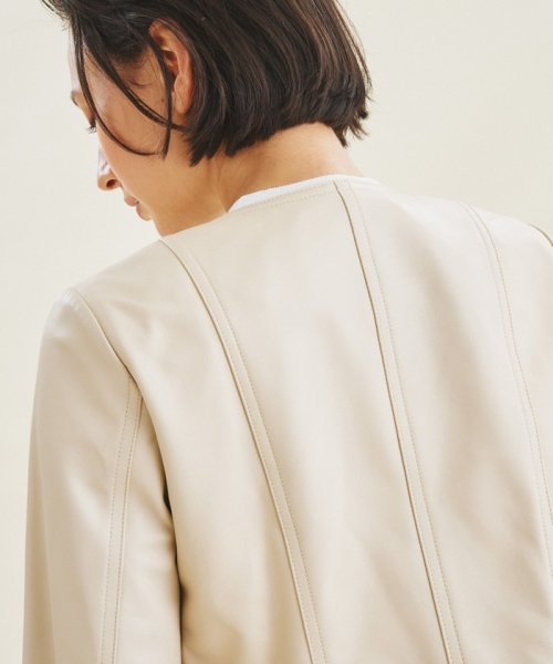 レザーノーカラーライダース 