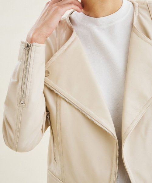 レザーノーカラーライダース 