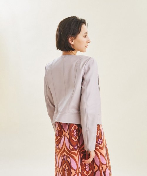 レザーノーカラーライダース 