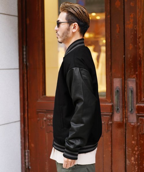 US.POLO ASSN.(ユーエスポロアッスン) 別注スタジャン / スタジャン メンズ ジャケット スタジアムジャンパー ブルゾン ロゴ オーバーサイズ ビ US POLO ASSN 別注スタジャン