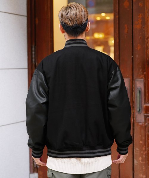 US.POLO ASSN.(ユーエスポロアッスン) 別注スタジャン / スタジャン メンズ ジャケット スタジアムジャンパー ブルゾン ロゴ オーバーサイズ ビ US POLO ASSN 別注スタジャン