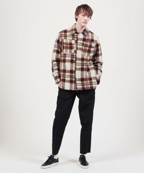 CABaN ウールフリース タータンチェックオーバーシャツ 