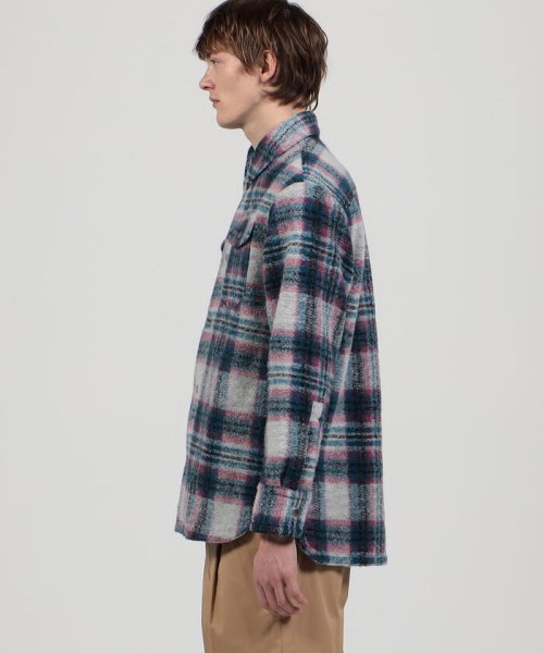 CABaN ウールフリース タータンチェックオーバーシャツ 