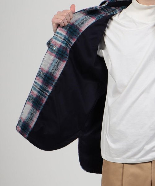 CABaN ウールフリース タータンチェックオーバーシャツ 