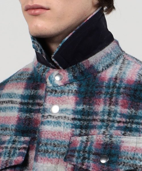 CABaN ウールフリース タータンチェックオーバーシャツ 