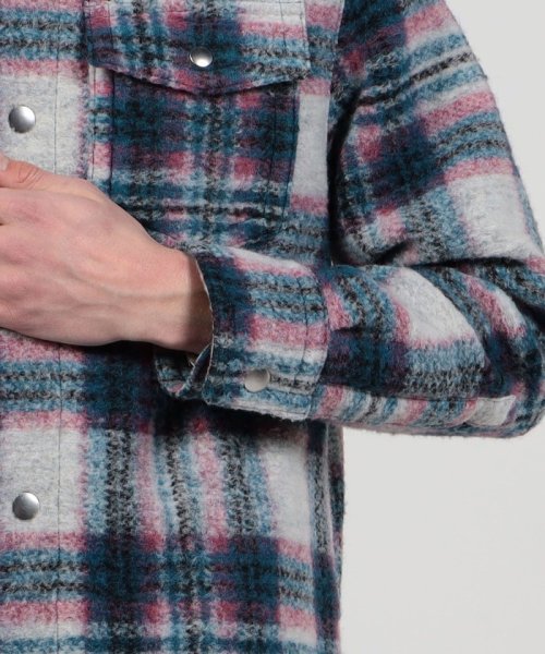 CABaN ウールフリース タータンチェックオーバーシャツ 