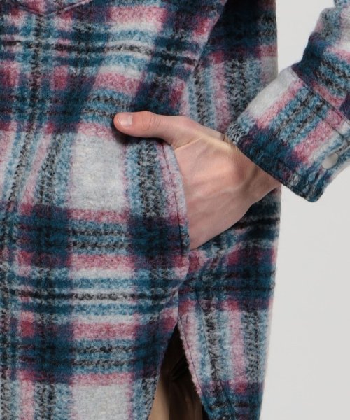 CABaN ウールフリース タータンチェックオーバーシャツ 