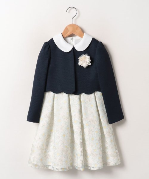 セール】花柄ワンピース+スカラップジャケットセット(505131632  