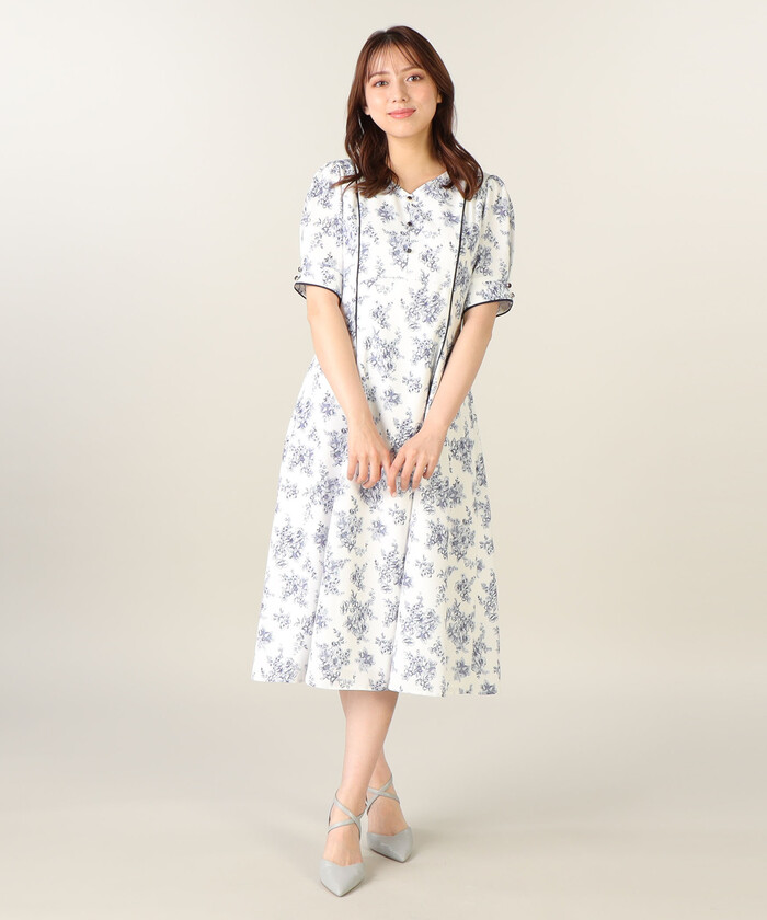 LAISSE PASSE ワンピース ゴールドファスナー 秋 花柄 爆安プライス