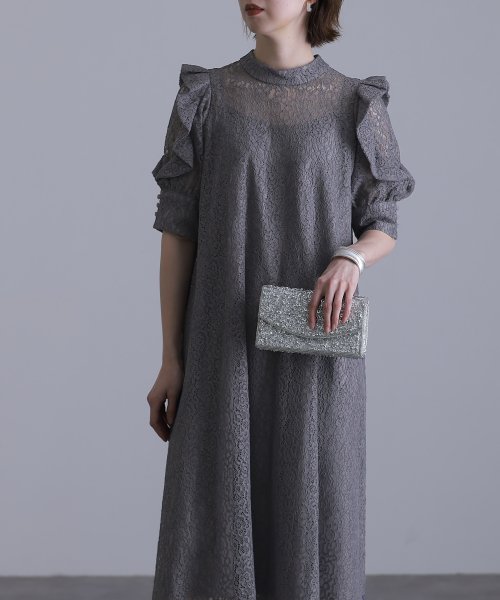 ハイネックショルダーフリルワンピース  JSB1439822033(11000円)