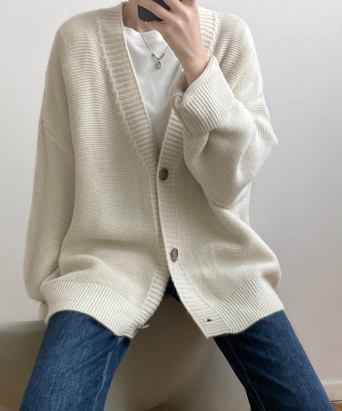 ARGO TOKYO(アルゴトウキョウ)/Spring Color Vneck Rib Knit Cardigan 25108 スプリングカラーVネックリブニットカーデイガン　ニットカーデイガン　ニット/img25