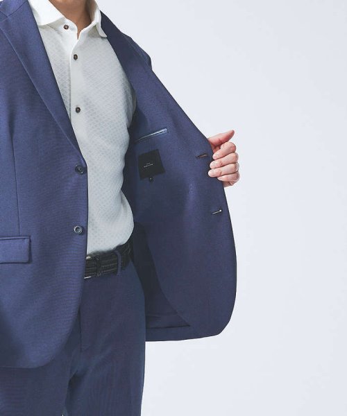 【セットアップ対応/FLEX JACKET】ポンチ シャンブレー ジャケット モデル：H178 B82 W76 H88 着用サイズ：48ネイビー