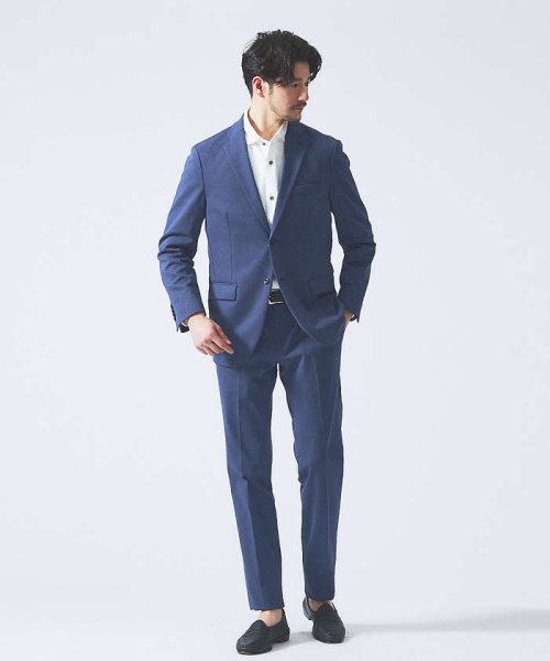 【セットアップ対応/FLEX JACKET】ポンチ シャンブレー ジャケット モデル：H178 B82 W76 H88 着用サイズ：48ネイビー