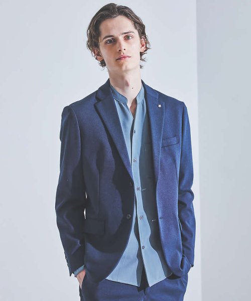 【セットアップ対応/FLEX JACKET】ポンチ シャンブレー ジャケット モデル：H178 B82 W76 H88 着用サイズ：48ネイビー