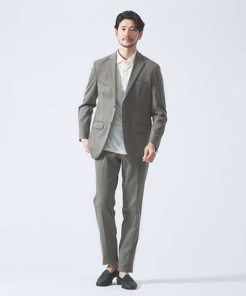 【セットアップ対応/FLEX JACKET】ポンチ シャンブレー ジャケット モデル：H178 B82 W76 H88 着用サイズ：48ネイビー