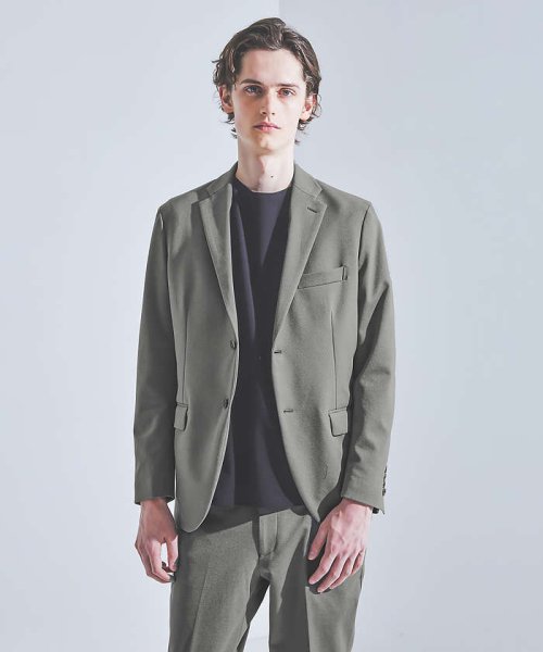 【セットアップ対応/FLEX JACKET】ポンチ シャンブレー ジャケット モデル：H178 B82 W76 H88 着用サイズ：48ネイビー