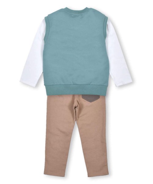 SLAP SLIP(スラップスリップ)/ワッペン 付 ベスト レイヤード 風 長袖 Tシャツ + ポケット 配色 パンツ/img05