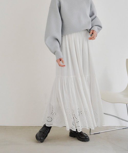 titivate(ティティベイト)/刺繍レースギャザースカート/img01
