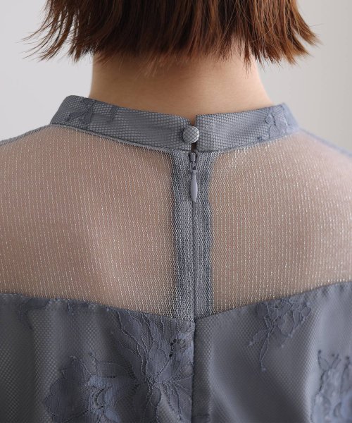 フラワーレース×ラメチュールバックリボンワンピース 