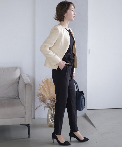 ラメツイードテーパードパンツスーツセット  W1632732763(12500円)