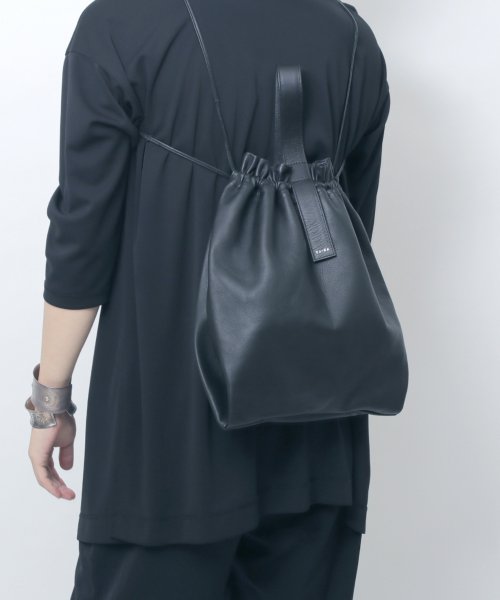 MAISON mou(メゾンムー)/【YArKA/ヤーカ】real leather drawstring tote & hand bag [bdbd2]/リアルレザー巾着 トート バッグ/img13