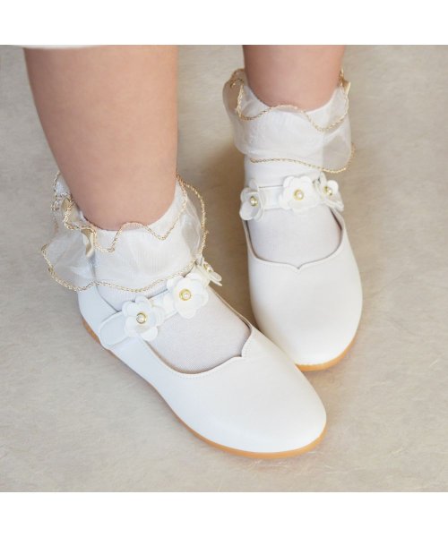 19cm キッズ 発表会 結婚式 セレモニー フォーマル 靴 白 ホワイト