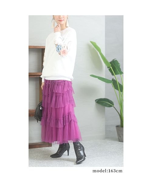 Sawa a la mode(サワアラモード)/花刺繍袖の暖か裏起毛トレーナー/img14